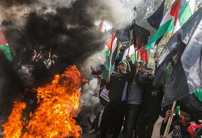 israel palestine conflict trumps Peace deal photo gallery