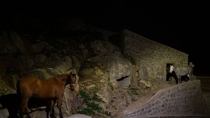 Horses leap through flames in Spain Horses leap through flames in Spain