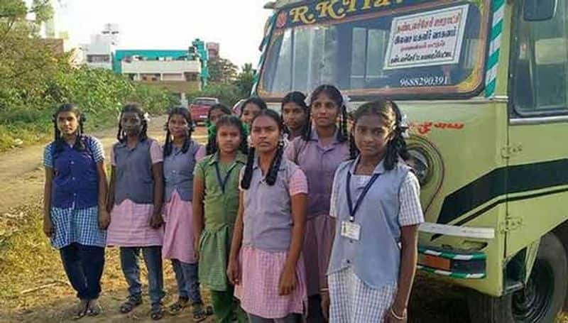 panchayat president anandraj presented 2 school van  to his village  by his own money