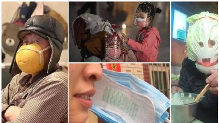 mask deficiency and people use plastic sanitary pads as mask in china mask deficiency and people use plastic sanitary pads as mask in china