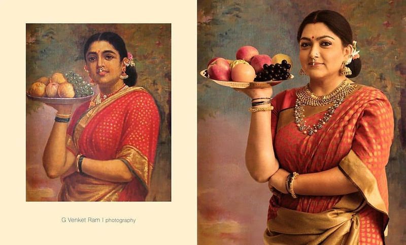Actress Samantha Kushbhu Ramya Krishnan Ravivarma Painting Photo Shoot
