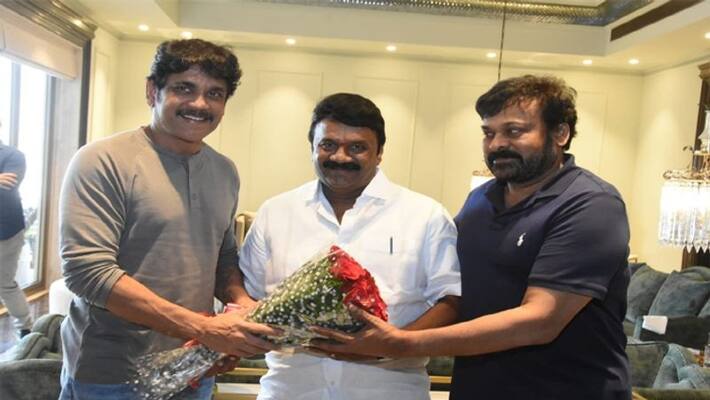 Minister Talasani Meets Chiranjeevi And Nagarjuna Minister Talasani Meets Chiranjeevi And Nagarjuna