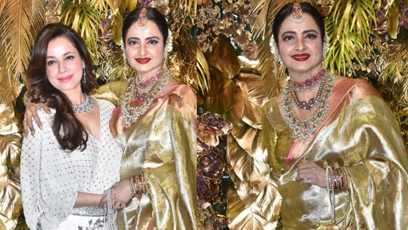 জমকালো লুকে মঙ্গলবার আরমানের রিসেপশনে তাক লাগিয়েছিলেন রেখা। সকলের সঙ্গে সারলেন আলাপ চারিতা।