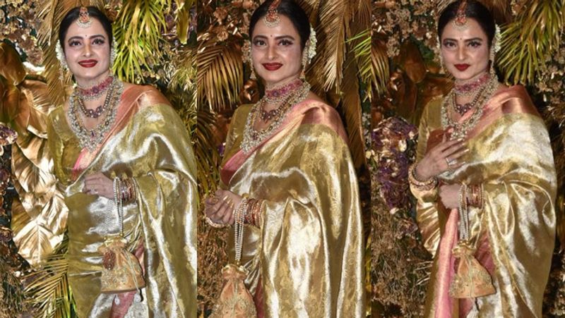 अरमान जैन के वेडिंग रिसेप्शन में बेहद खूबसूरत नजर आईं रेखा।