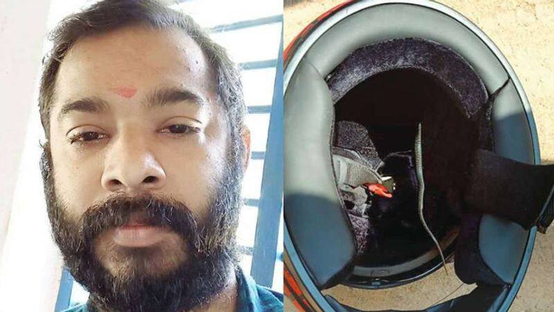 School teacher found snake in helmet after 11 km rider Kerala