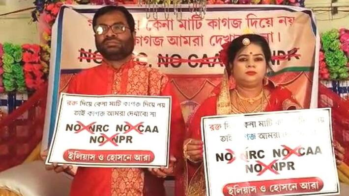 Bride groom protest against Caa Nrc Bride groom protest against Caa Nrc