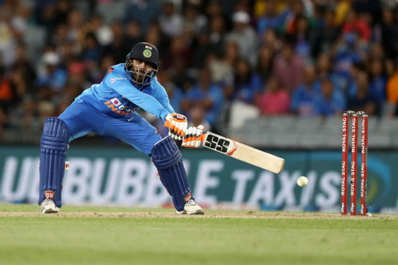 Ravindra Jadeja of India bats during game two of the One Day International Series between New Zealand and India at at Eden Park on February 08, 2020 in Auckland, New Zealand.