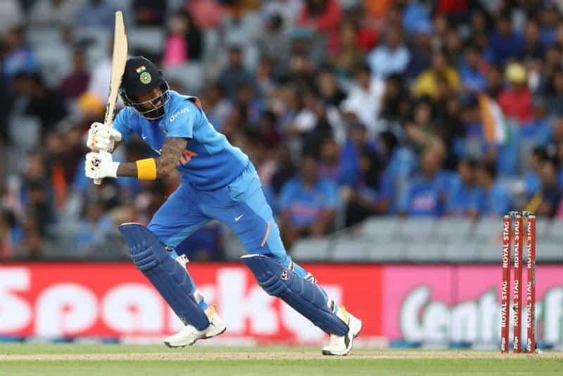 Lokesh Rahul of India bats during game two of the One Day International Series between New Zealand and India at at Eden Park on February 08, 2020 in Auckland, New Zealand.