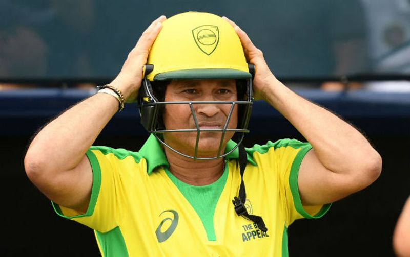 Sachin Tendulkar prepares to bat during the Bushfire Cricket Bash T20 match between the Ponting XI and the Gilchrist XI at Junction Oval on February 09, 2020 in Melbourne, Australia. Tendulkar, was quick to respond to Ellyse Perry's challenge, saying, "Sounds great Ellyse,".