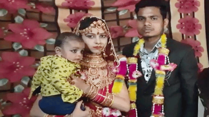 bride and groom marriage with 7 month old son in Chhatarpur kpr bride and groom marriage with 7 month old son in Chhatarpur kpr