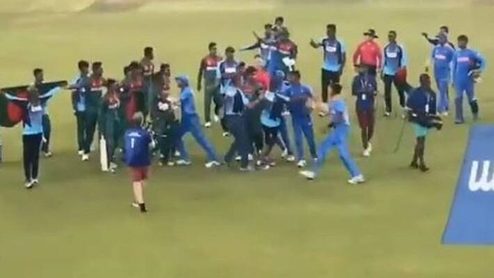 Clash On Field As Bangladesh U-19 Players Get Aggressive With Indian Team After World Cup Final Clash On Field As Bangladesh U-19 Players Get Aggressive With Indian Team After World Cup Final