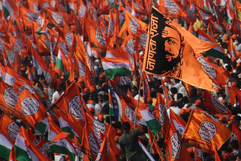 Supporters of Maharashtra Navnirman Sena (MNS) party attend a rally in support of the Citizen Amendment Act (CAA) in Mumbai, India on 09 February 2020. (Photo by Himanshu BhattNurPhoto via Getty Images)