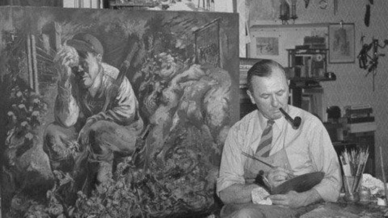 hitler like the brother killer cain in Bible forced to the hell by a german painter george grosz