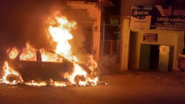 car of hindu munnani worker was burnt car of hindu munnani worker was burnt