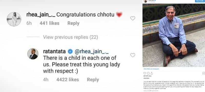 ratan tatas response to a coment being called as chhotu is winning instagram