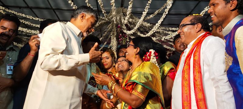 tdp chief chandrababu naidu attends aswaraopeta mla mecha nageswara rao son wedding