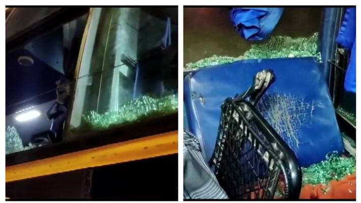 Stone pelted on Tirupati-Mangaluru bus in Farangipet Stone pelted on Tirupati-Mangaluru bus in Farangipet