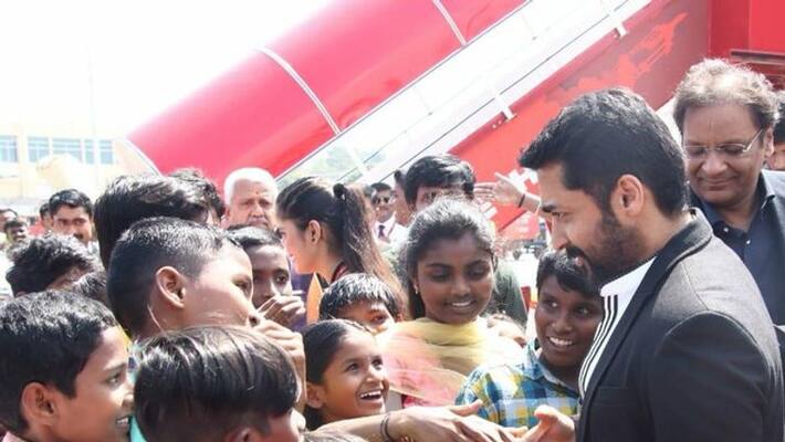 Surya Soorarai pottru Audio Lunch In Flight With 100 Childrens Showing Mass In Internet Surya Soorarai pottru Audio Lunch In Flight With 100 Childrens Showing Mass In Internet