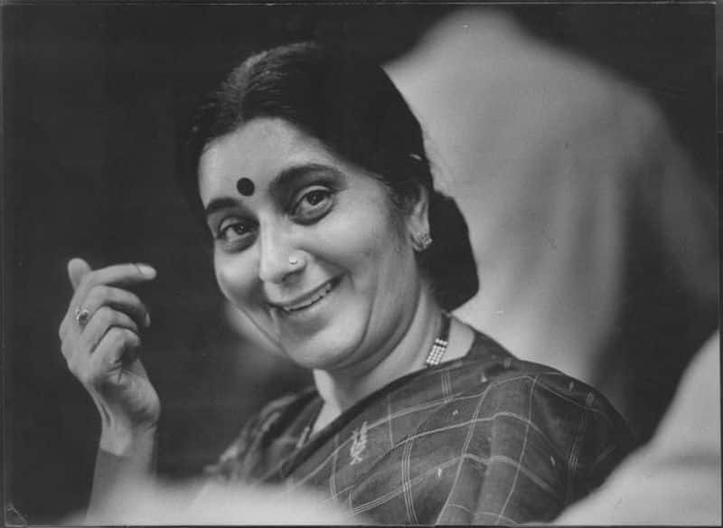 An archival photograph of BJP stalwart Sushma Swaraj dated July 15, 1998. (Photo by Pradeep BhatiaHindustan Times via Getty Images)