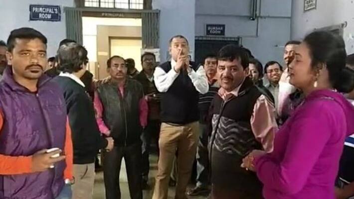College staff protest against principal of Habra college College staff protest against principal of Habra college