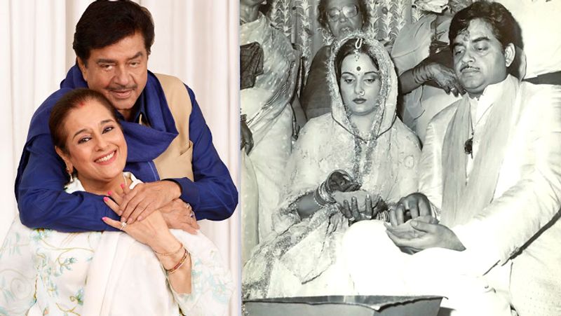 शत्रुघ्न सिन्हा-पूनम : 9 जुलाई, 1980 को शत्रु ने एक्ट्रेस पूनम चंदिरामानी से शादी की थी। ये वो दौर था जब शत्रुघ्न का नाम रीना राय से जोड़ा जा रहा था। हालांकि बावजूद इसके दोनों का प्यार वक्त के साथ बढ़ता गया। शत्रुघ्न सिन्हा और पूनम की पहली मुलाकात ट्रेन में हुई थी। पूनम के मुताबिक, ''हम पहली बार एक-दूसरे से पटना से मुंबई की ट्रेन जर्नी के दौरान मिले थे। हमारी बर्थ आमने-सामने थी। हम दोनों रो रहे थे। दरअसल, शत्रुघ्न अपने माता-पिता से दूर हो रहे थे, जबकि मेरी मां ने मुझे डांटा था। पूरी जर्नी के दौरान, शत्रुजी मुझसे बात करने के बहाने ढूंढ रहे थे। इतना ही नहीं, एक बार तो उन्होंने मुझे छूने की कोशिश भी की। कपल के तीन बच्चे हैं। बेटी सोनाक्षी सिन्हा और बेटे लव और कुश।