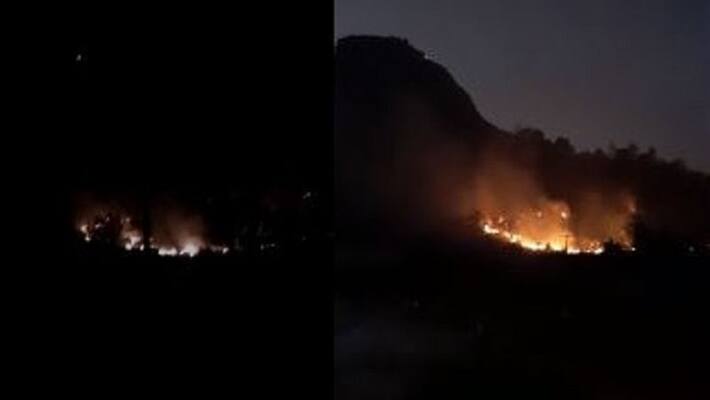 Bushfire in Shivaganga hills Nelamangala Bengaluru Bushfire in Shivaganga hills Nelamangala Bengaluru