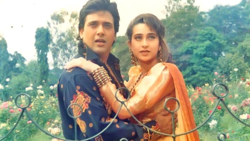 डेविड धवन की एक फिल्म में करिश्मा कपूर के साथ गोविंदा।