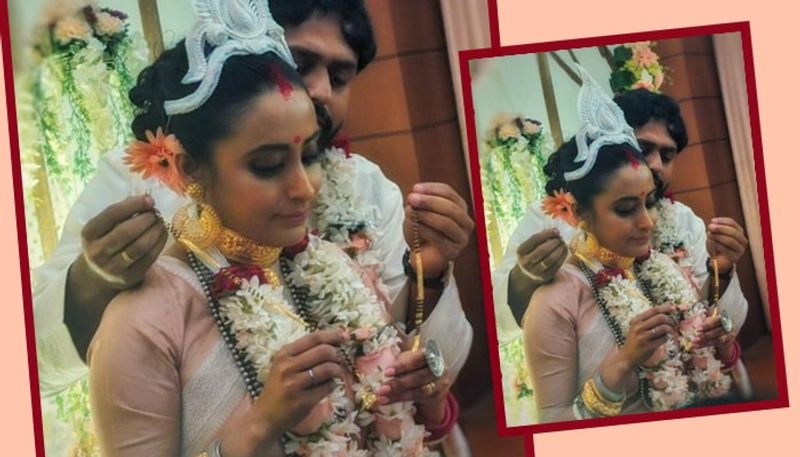 ১৪ ফেব্রুয়ারি বিয়ে পর্ব সেরে ফেলেন তাঁরা। প্রকাশ্যে আসে মঙ্গলসূত্র পরিয়ে দেওয়ার ছবিও।