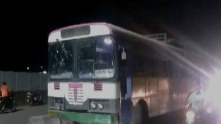 a man took govt bus to go his home and stoped it on the road in telangana a man took govt bus to go his home and stoped it on the road in telangana