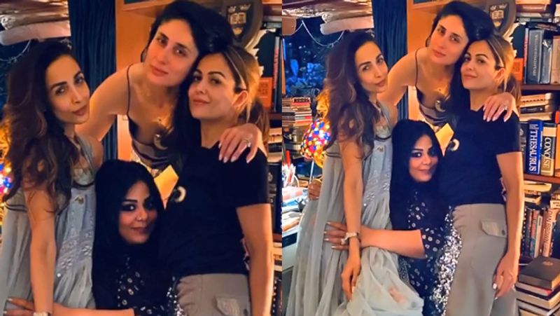 पार्टी के दौरान करीना कपूर, मलाइका अरोड़ा, उनकी बहन अमृता अरोड़ा और मल्लिका भट्ट।