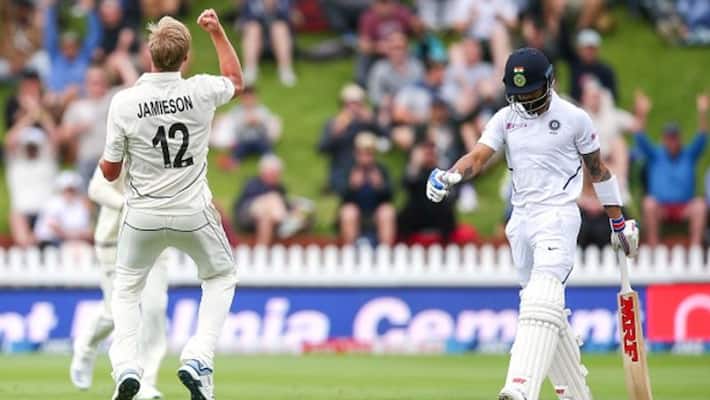India vs New Zealand 1st Test Kyle Jamieson joy Virat Kohli wicket India vs New Zealand 1st Test Kyle Jamieson joy Virat Kohli wicket