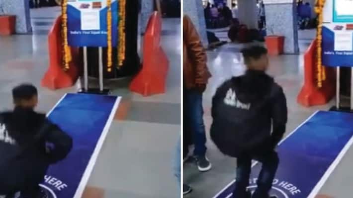 indian railways introduces machine which gives free ticket in exchange of 30 squats at anand vihar Railway station indian railways introduces machine which gives free ticket in exchange of 30 squats at anand vihar Railway station