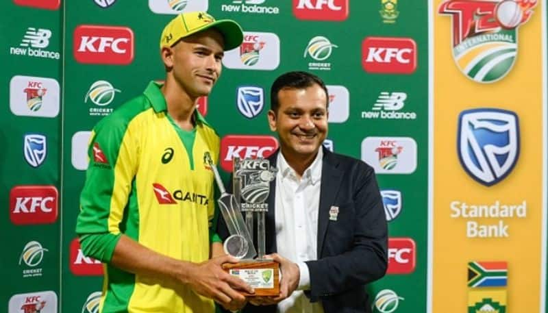 ashton agar hat trick lead australia to get a great victory against south africa in first t20