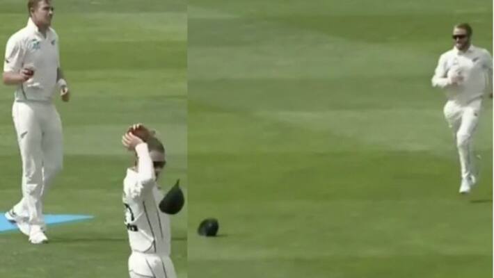 new zealand skipper kane williamson chasing cap on field in first test new zealand skipper kane williamson chasing cap on field in first test