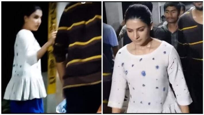 samantha warring her fan in thirupathi temple samantha warring her fan in thirupathi temple