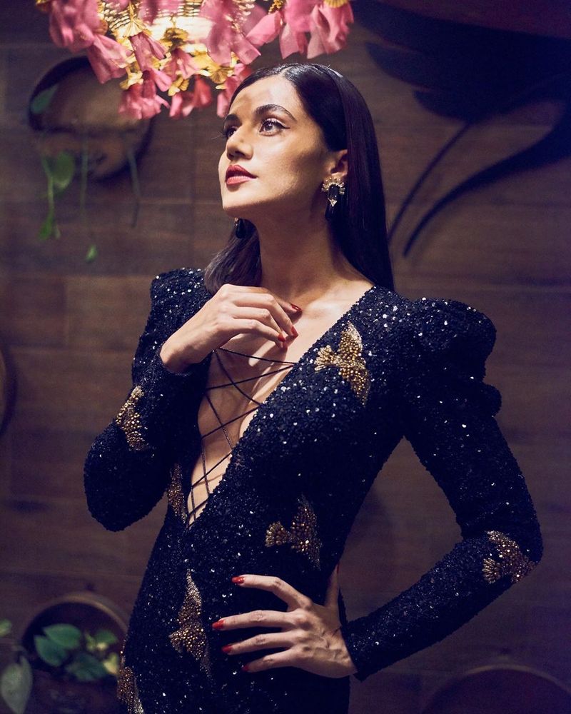 Taapsee look in butterfly dress