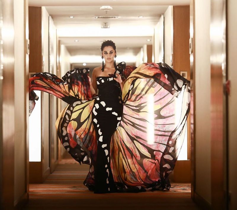 Taapsee look in butterfly dress