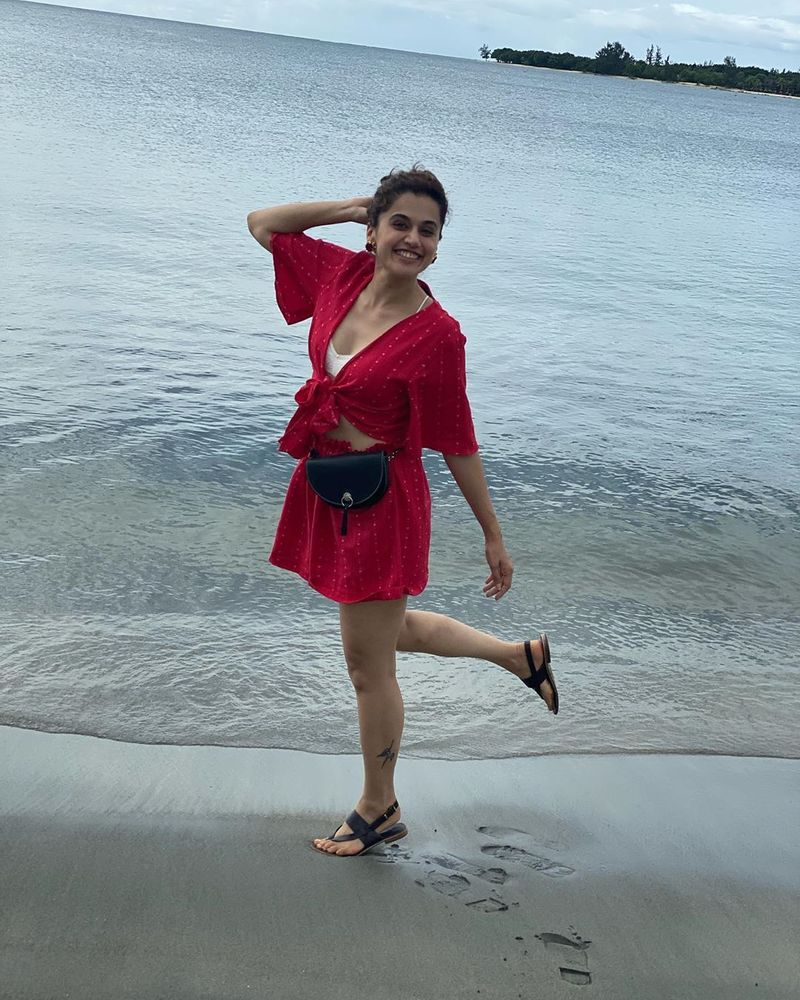 Taapsee look in butterfly dress