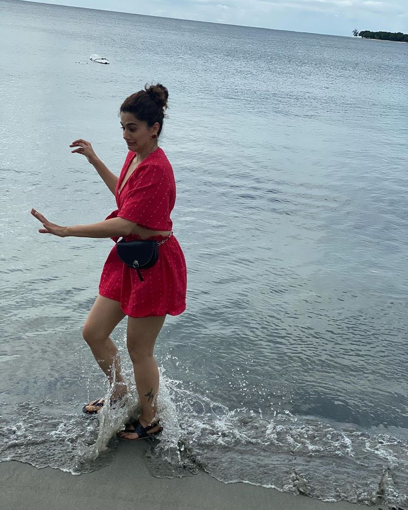 Taapsee look in butterfly dress