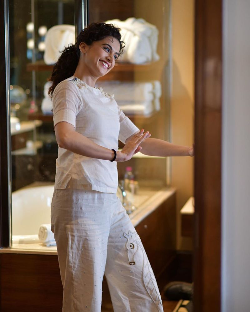 Taapsee look in butterfly dress