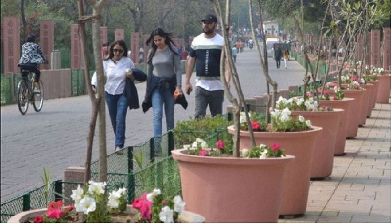 नाले के दोनों ओर खुशबूदार मोगरा के फूलों की माला लगाई गई है। 5 फीट ऊंची और 15 फीट लंबी मोगरा के फूलों की माला में नाला भी नहीं दिखेगा। साथ नाले की बदबू भी ट्रंप तक नहीं पहुंचेगी।