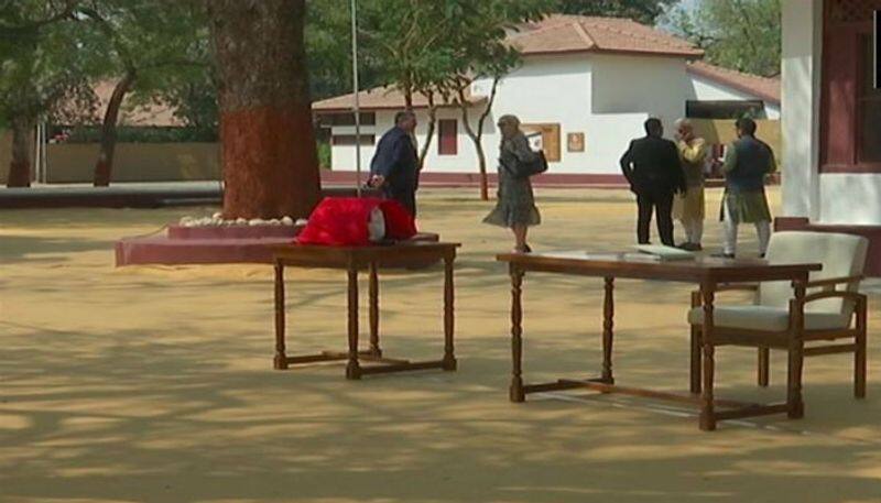 american president trump siting in sabarmathy ashram - with trump