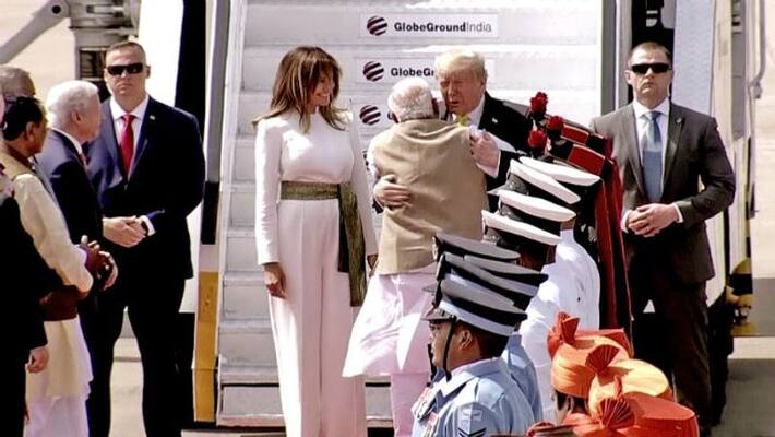 PM Modi greets US President with a warm hug PM Modi greets US President with a warm hug