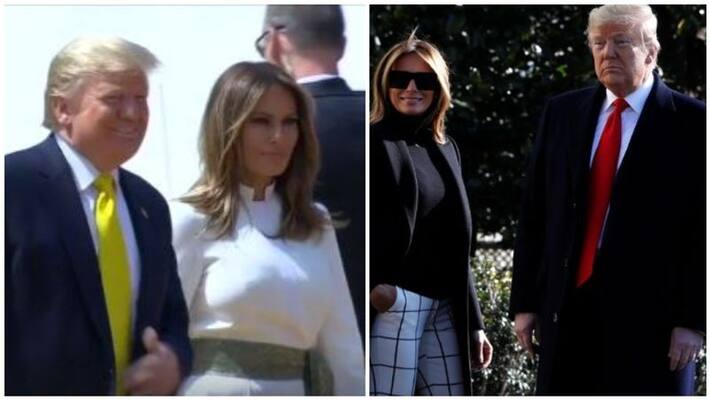Donald Trump changes red tie to yellow before landing in Ahmedabad Donald Trump changes red tie to yellow before landing in Ahmedabad