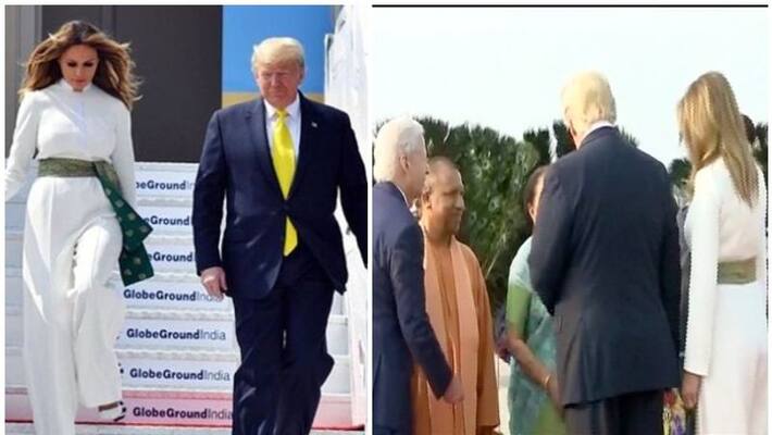 US president, First Lady arrive in Agra for Taj Mahal visit, Yogi Adityanath welcomes them at airport US president, First Lady arrive in Agra for Taj Mahal visit, Yogi Adityanath welcomes them at airport