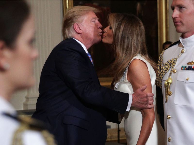 American President Donald Trump With Wife Melania Tour Visit Photos