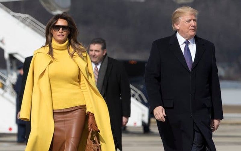 American President Donald Trump With Wife Melania Tour Visit Photos
