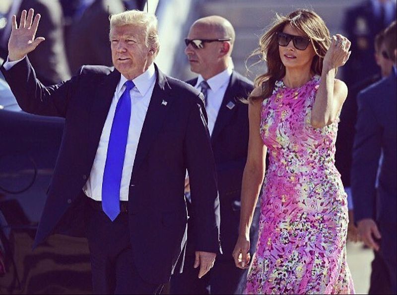 American President Donald Trump With Wife Melania Tour Visit Photos