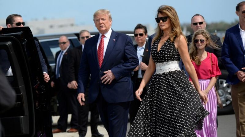 American President Donald Trump With Wife Melania Tour Visit Photos