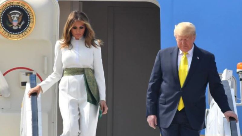 American President Donald Trump With Wife Melania Tour Visit Photos